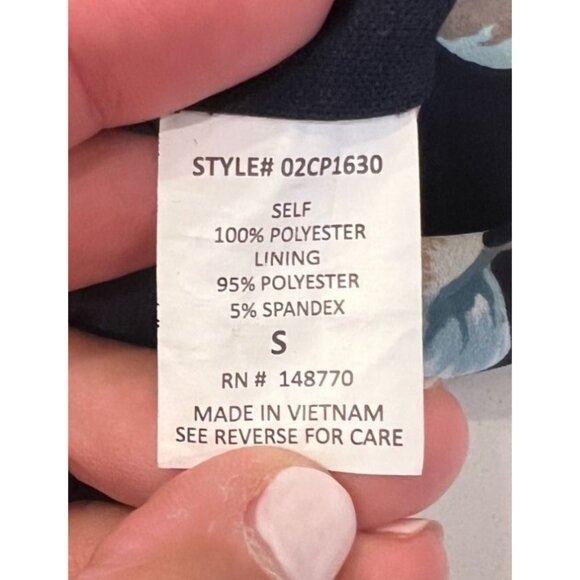 Sienna Sky Navy Floral Wrap Jumpsuit Wide Leg Short Sleeve Lightweight Sz Small - Picture 8 of 8